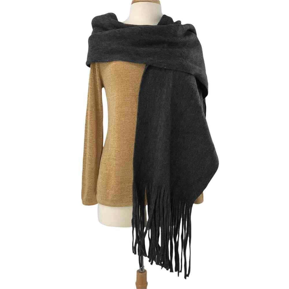 Scarf Womens Gray One Size 15 X 70 with 10 Fringe Warm Soft Ladies Casual